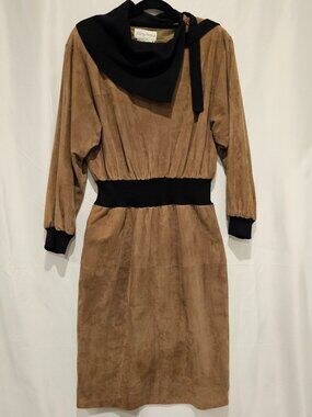Vintage Stanley Sherman 100% Suede Leather Midi Dress Women's Size 8 Boho Wester